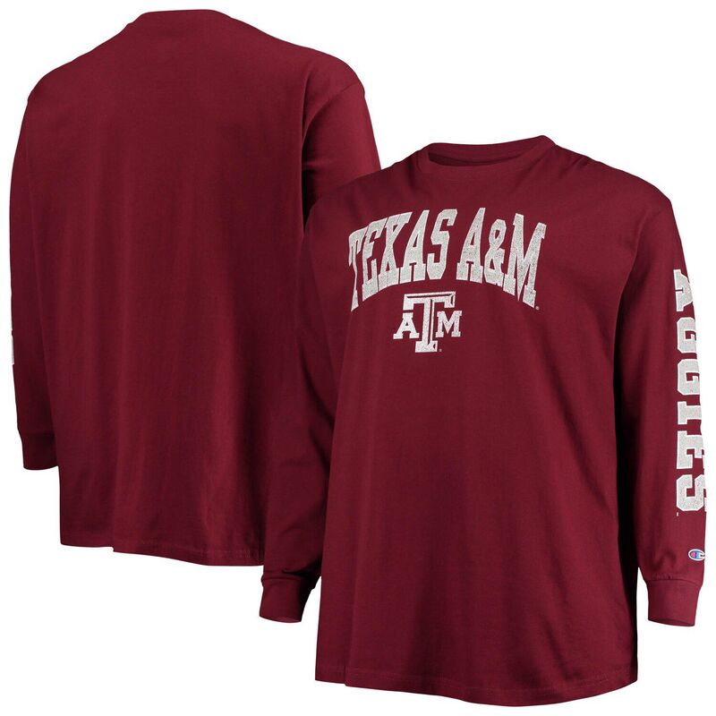 チャンピオン メンズ トップス Tシャツ トール Men's Champion Maroon Texas A&M Aggies Big & Tall 2-Hit Long Sleeve T-Shirtam Red レッド