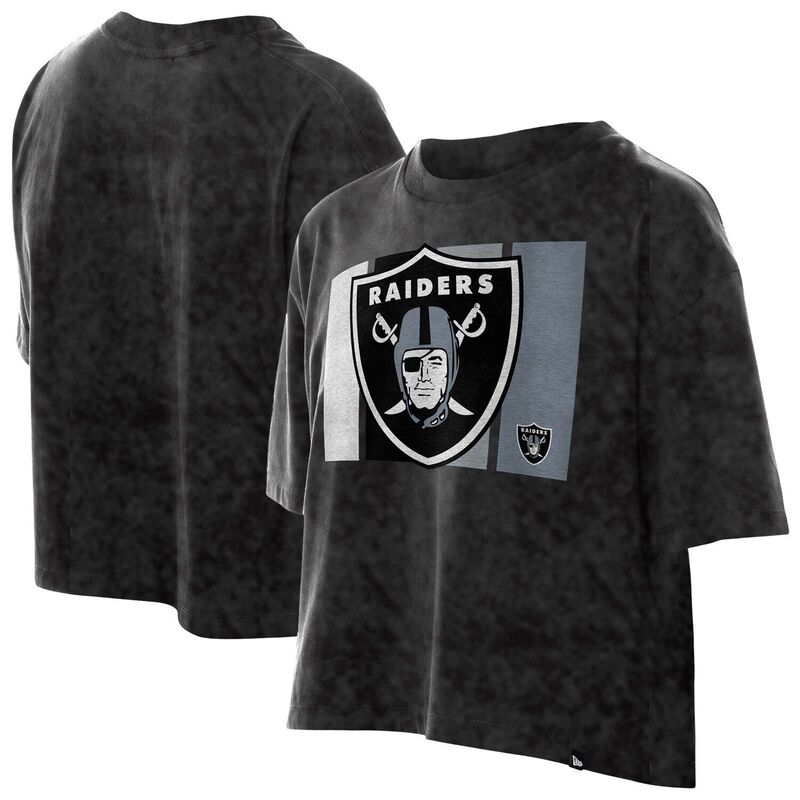 ニューエラ レディース トップス Tシャツ クロップド Women's New Era Black Las Vegas Raiders Boxy Cropped Sport Night Mineral Wash T-Shirt Lvr Black ブラック