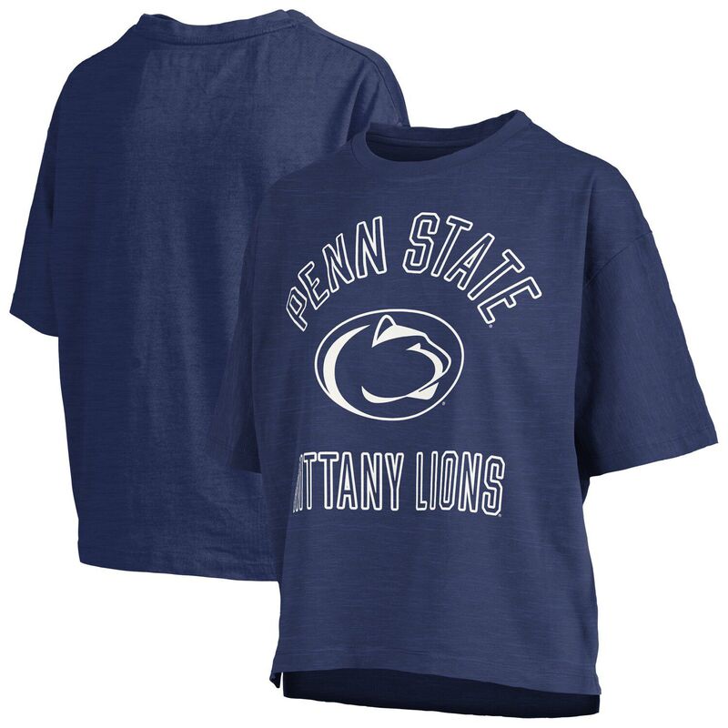 押し付けるボックス席 レディース トップス プルオーバー Women\u0027s Pressbox Navy Penn State Nittany Lions Motley Crew Bishop Waist Length Oversized Slub T-Shirt Pst Navy 米国海軍