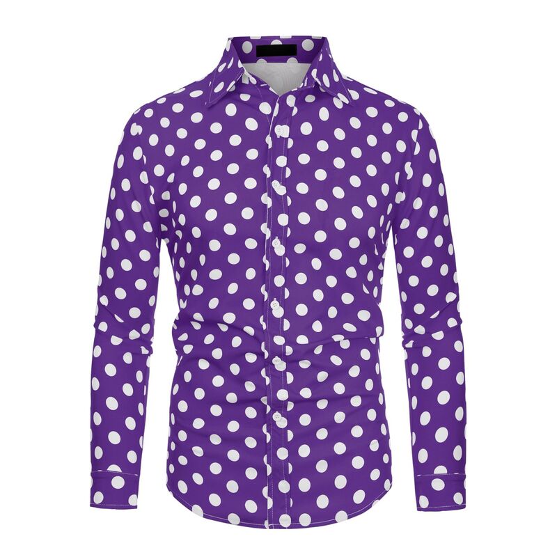Lars Amadeus メンズ トップス Tシャツ ボタンダウン ドット プリント ダウン Lars Amadeus Men's Polka Dots Printed Long Sleeve Button Down Slim Dresshirt Purple パープル|ReVida 店
