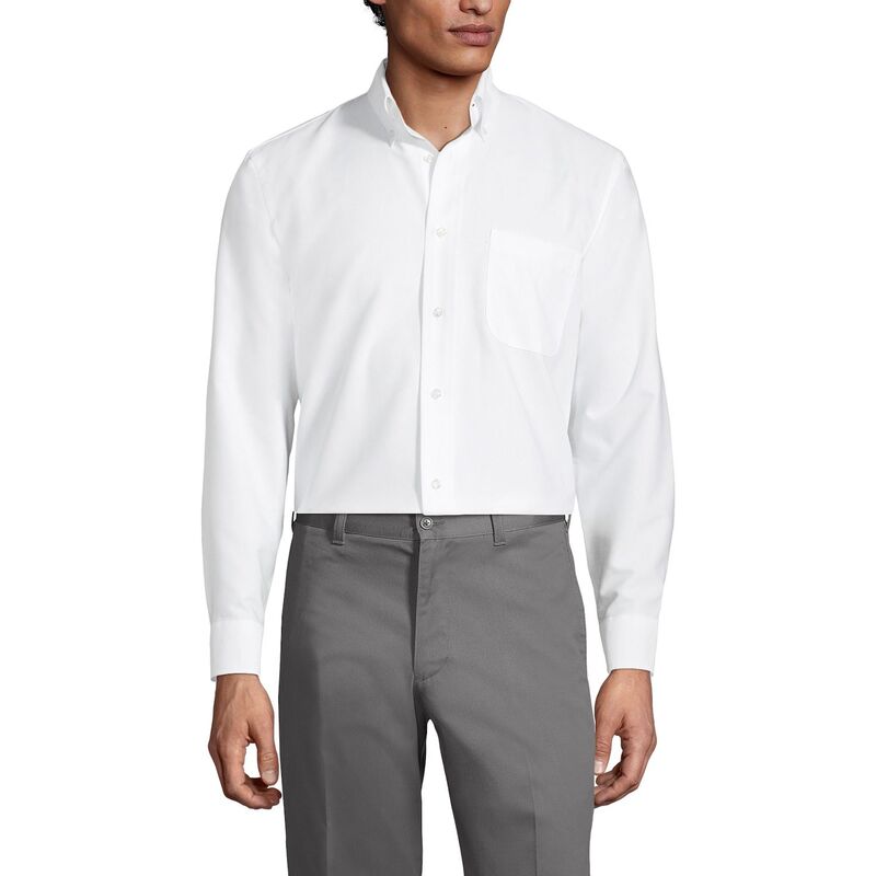 ランズエンド メンズ トップス Tシャツ オックスフォード Men's Lands' End School Uniform Long Sleeve Solid Oxfordresshirt White ホワイト