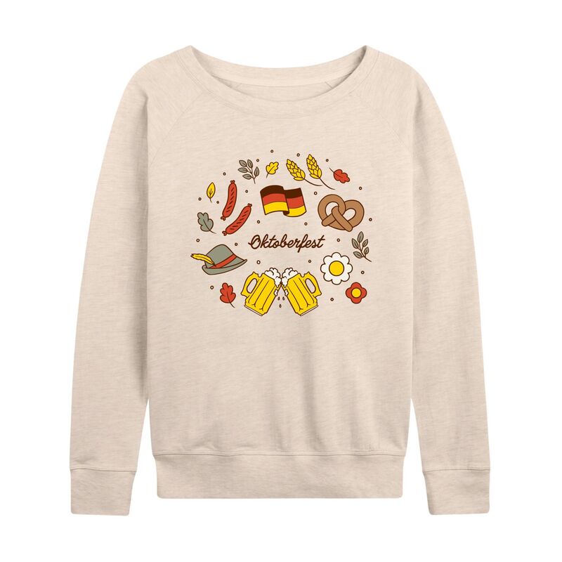 アニメキャラクター レディース トップス Tシャツ パイル Licensed Character Women's Oktoberfest Fall Icons French Terry Long Sleeve Tee Beige ベージュ