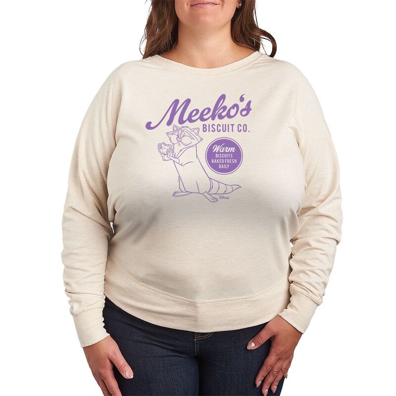 ディズニー レディース トップス Tシャツ プラスサイズ パイル Plusize Disney Pocahontas Meeko's Biscuit Co. French Terry Long Sleeve Tee Beige ベージュ