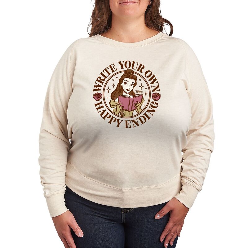 ディズニー レディース トップス Tシャツ プラスサイズ パイル Plusize Disney's Belle Write Your Own Happy French Terry Long Sleeve Tee Beige ベージュ 8,235円