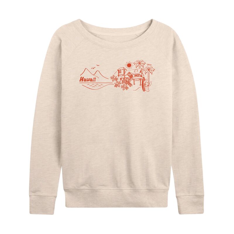 ディズニー レディース トップス Tシャツ パイル Women's Disney's Lilo & Stitchawaii French Terry Long Sleeve Tee Beige ベージュ