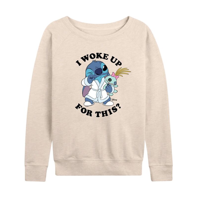 ディズニー レディース トップス Tシャツ パイル Women's Disney's Lilo & Stitch I Woke Up For This French Terry Long Sleeve Tee Beige ベージュ