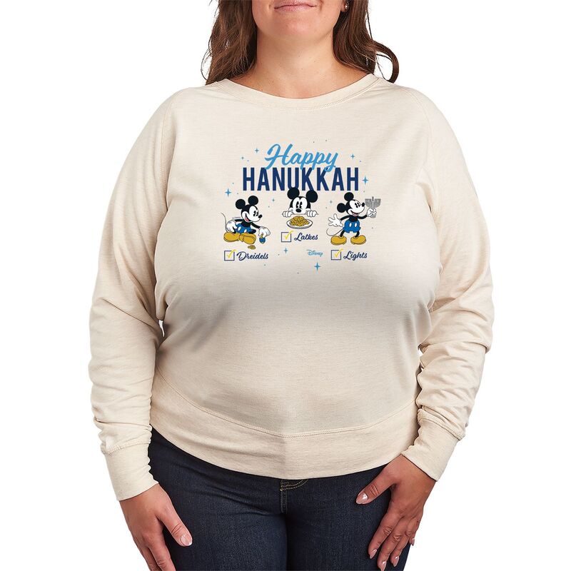 ディズニー レディース トップス Tシャツ プラスサイズ パイル Plusize Disney Mickey Mouse Happy Hanukkah French Terry Long Sleeve Tee Beige ベージュ 7,686円