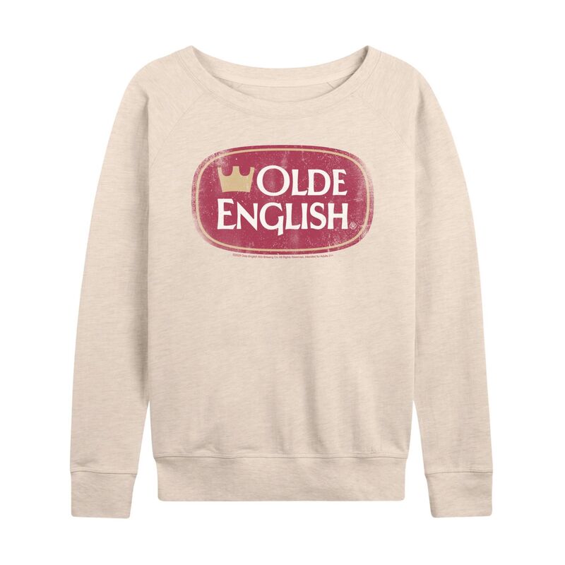 アニメキャラクター レディース トップス Tシャツ パイル ロゴ LICENSED CHARACTER Women's Oldenglish Logo Distressed French Terry Long Sleeve Tee Beige ベージュ