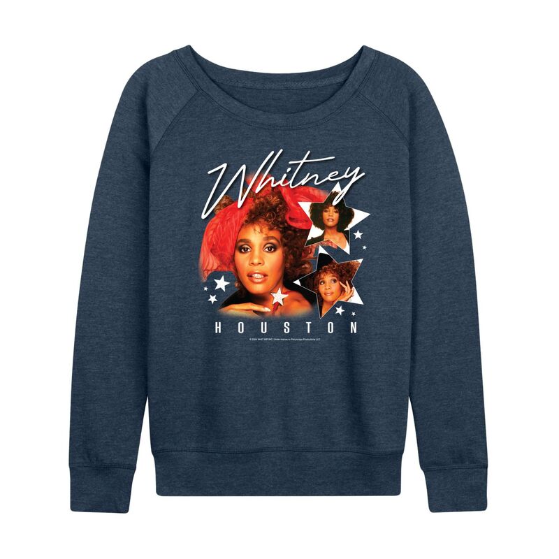 アニメキャラクター レディース トップス Tシャツ パイル ブーツ Licensed Character Women's Whitney Houston Stars Bootleg French Terry Long Sleeve Tee Heather Indigo ヘザー