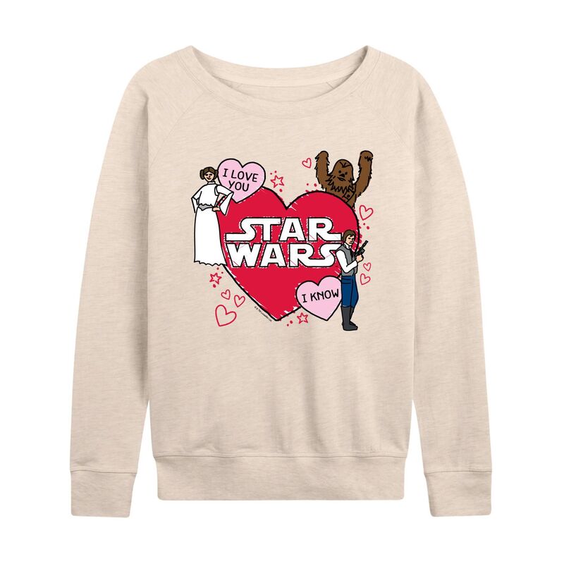 スター ウォーズ レディース トップス Tシャツ パイル Women'star Wars Valentine's Day Sketch French Terry Long Sleeve Tee Beige ベージュ