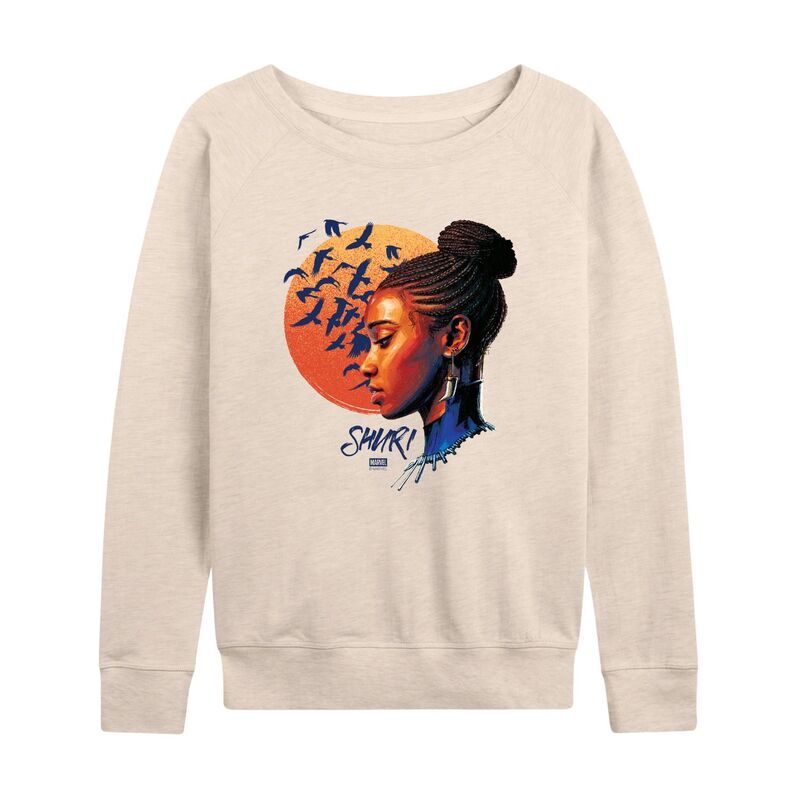 マーベル レディース トップス Tシャツ パイル Women's Marvel Shuri French Terry Long Sleeve Tee Beige ベージュ