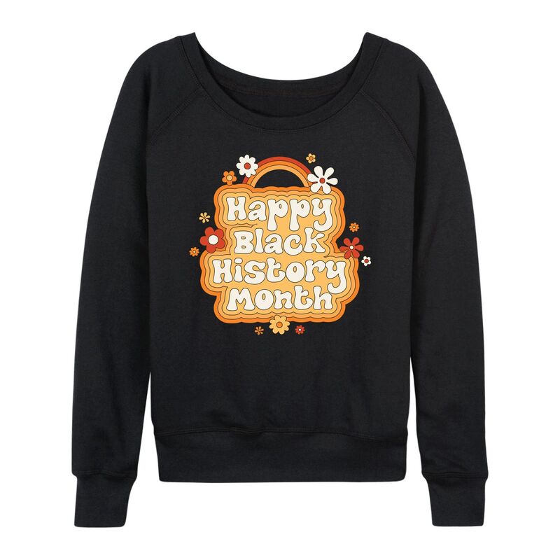 アニメキャラクター レディース トップス Tシャツ フラワー柄 プラスサイズ パイル フラワー Licensed Character Plusize Happy Black History Month Floral French Terry Long Sleeve Tee Black ブラック