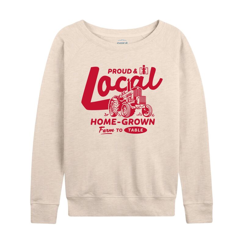 アニメキャラクター レディース トップス Tシャツ パイル Licensed Character Women's Case IH Proud & Local Home-Grown Farm To Table French Terry Long Sleeve Tee Beige ベージュ