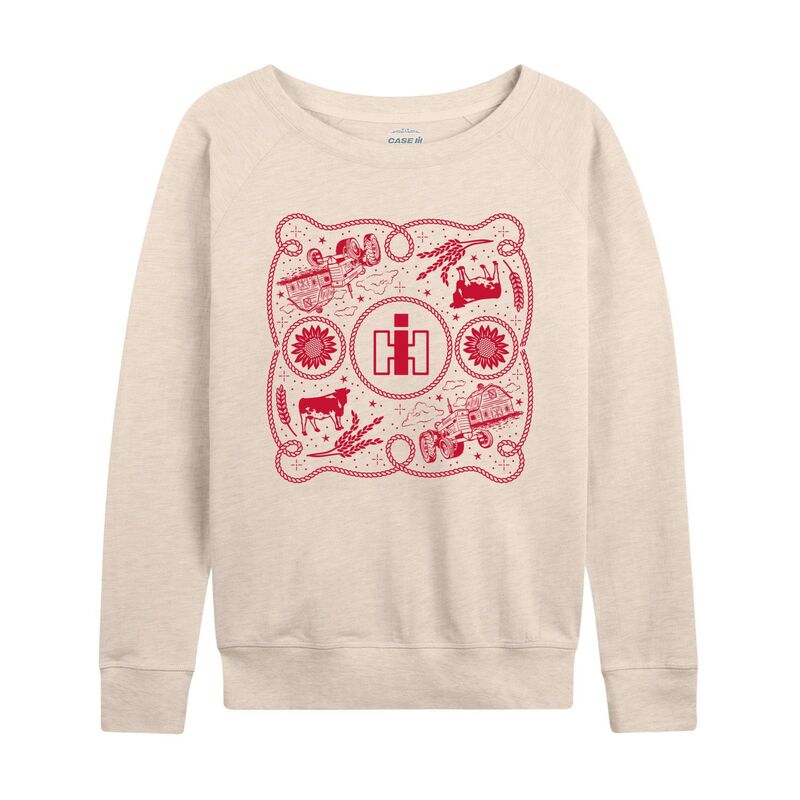 アニメキャラクター レディース トップス Tシャツ パイル Licensed Character Women's Case IH Western Bandana Icons French Terry Long Sleeve Tee Beige ベージュ