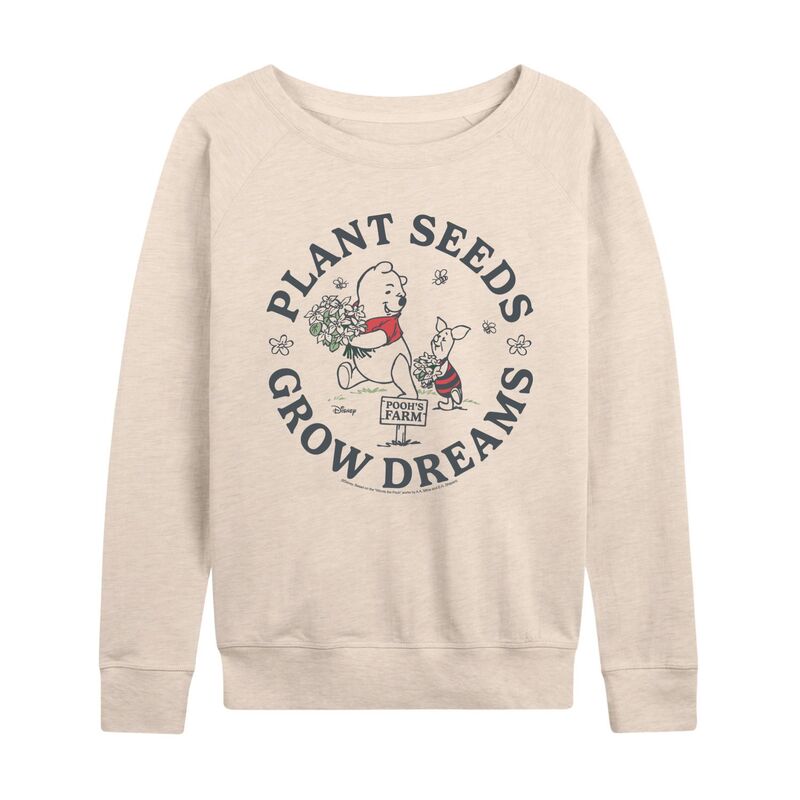 ディズニー レディース トップス Tシャツ パイル Women's Disney's Winnie The Pooh Plant Seeds Grow Dreams French Terry Long Sleeve Tee Beige ベージュ