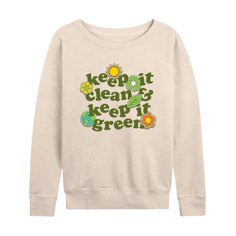 アニメキャラクター レディース トップス Tシャツ パイル Licensed Character Women's Keep It Clean & Keep It Green French Terry Long Sleeve Tee Beige ベージュ