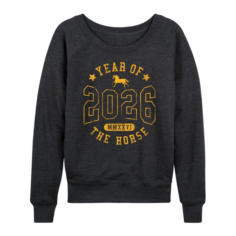 アニメキャラクター レディース トップス Tシャツ パイル Licensed Character Women's Lunar New Year 2026 Year Of The Horse French Terry Long Sleeve Tee Heather Charcoal チャコール