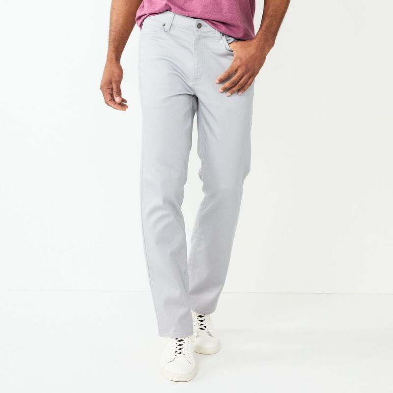 ソノマ メンズ ボトムス 心地好いズボン下 Men\u0027sonoma Goods For Life Flexwear Straight-Fit 5-Pocket Everyday Pant Light Grey 薄墨色 ズボン・パンツ-メンズファッション