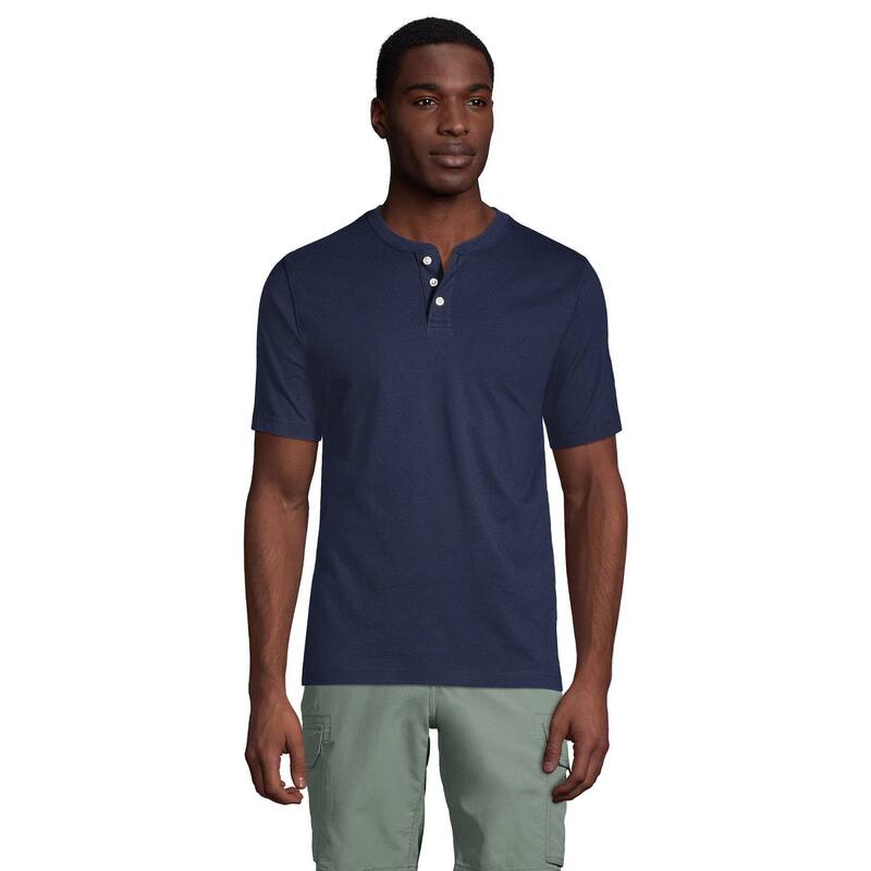 ランズエンド メンズ トップス Tシャツ Men's Lands' End Classic-Fit Super-T Henley Radiant Navy ネイビー
