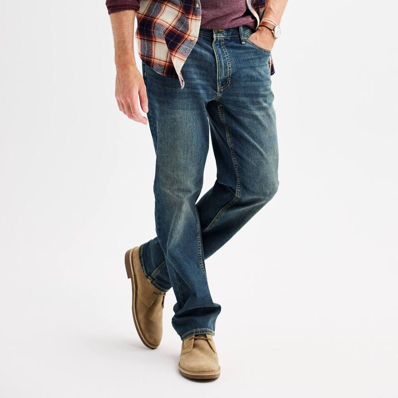 ソノマ メンズ ボトムス ジーンズズボン下 Men\u0027sonoma Goods For Life Straight-Fit Flexwear Jean Green Tint 緑であること ズボン・パンツ-メンズファッション
