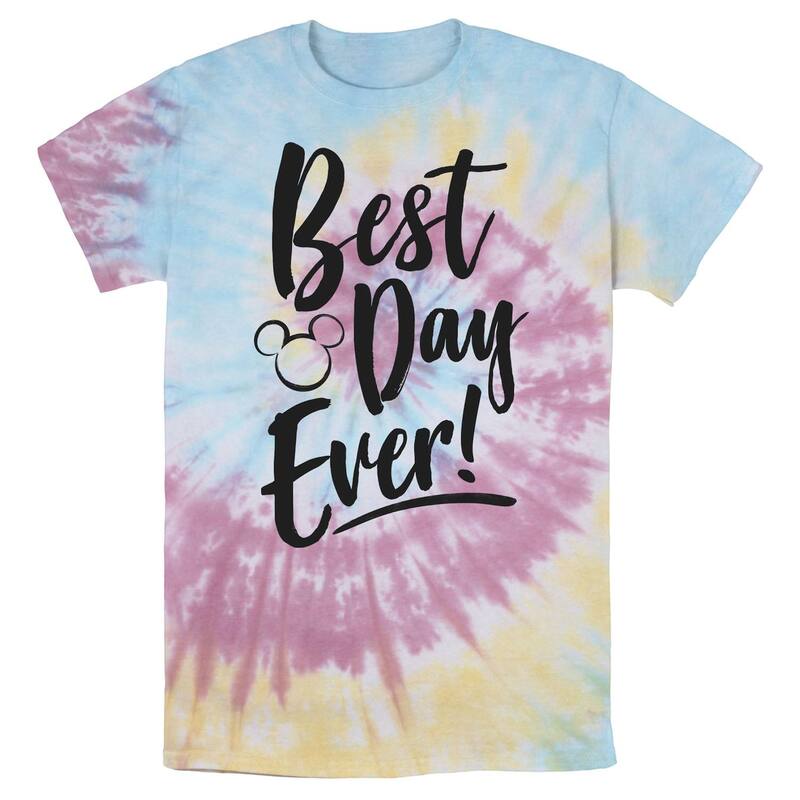 ディズニー メンズ トップス Tシャツ Disney's Mickey Mouse Men's Park Best Day Every Head Silhouette Wash Tee Blue Pink Light Yellow ブルー｜ReVida 店