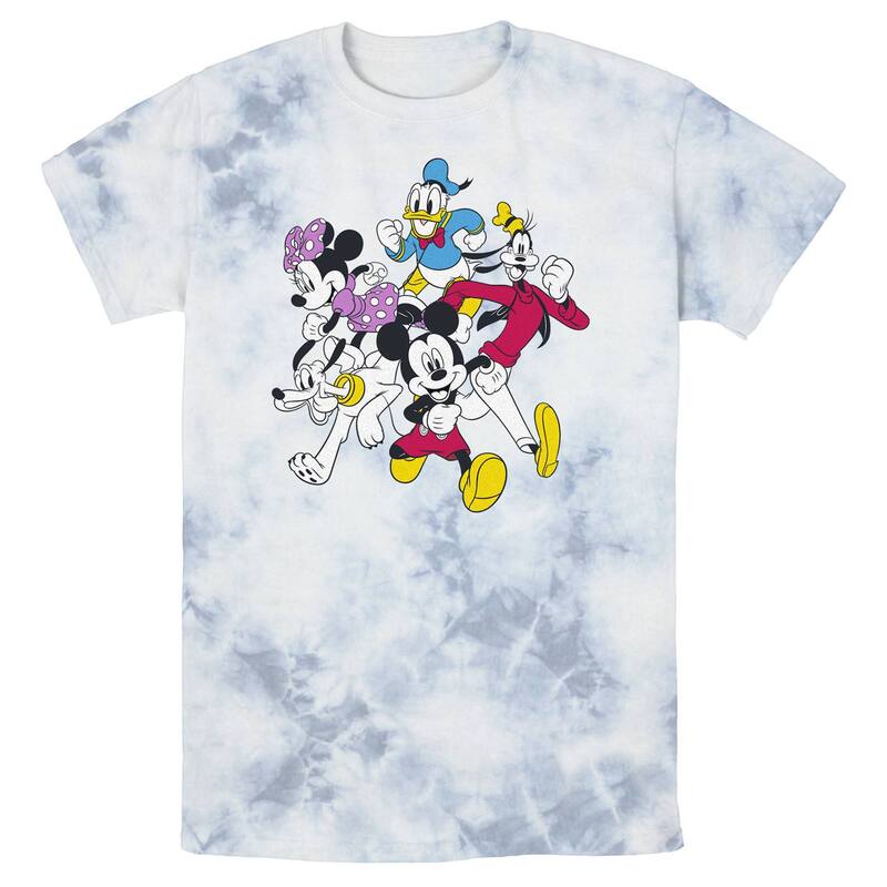 ディズニー メンズ トップス Tシャツ Men's Disney Mickey & Friends Group Shot Simple Bomabrd Wash Tee White Blue ホワイト｜ReVida 店