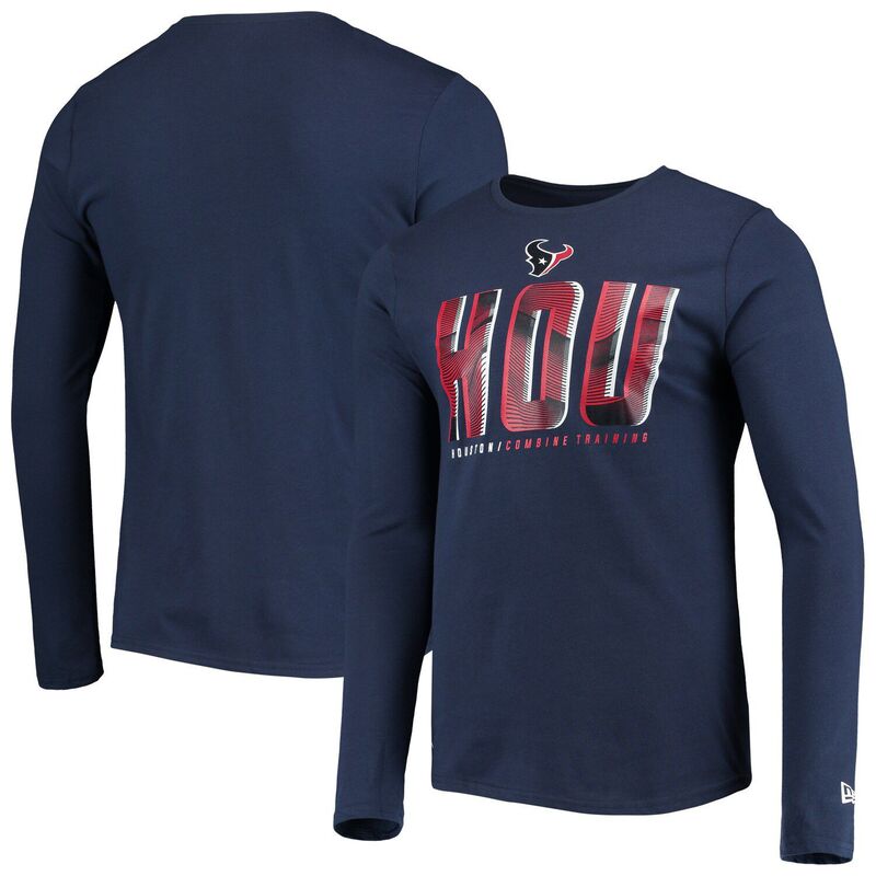 ニューエラ メンズ トップス Tシャツ Men's New Era Navy Houston Texans Combine Authentic Static Abbreviation Long Sleeve T-Shirtxs Navy ネイビー
