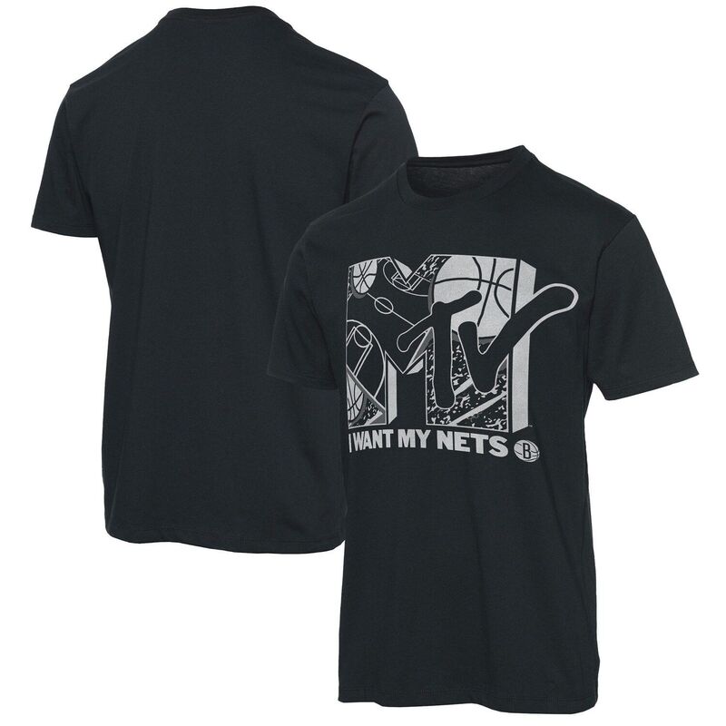 アンブランデッド メンズ トップス Tシャツ Unbranded Men's Junk Food Black Brooklynets NBA x MTV I Want My T-Shirt Net Black ブラック