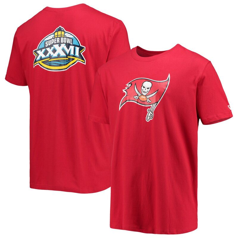 ニューエラ メンズ トップス Tシャツ Men's New Era Red Tampa Bay Buccaneers Patch Up Collection Super Bowl XXXVII T-Shirt Buc Red レッド