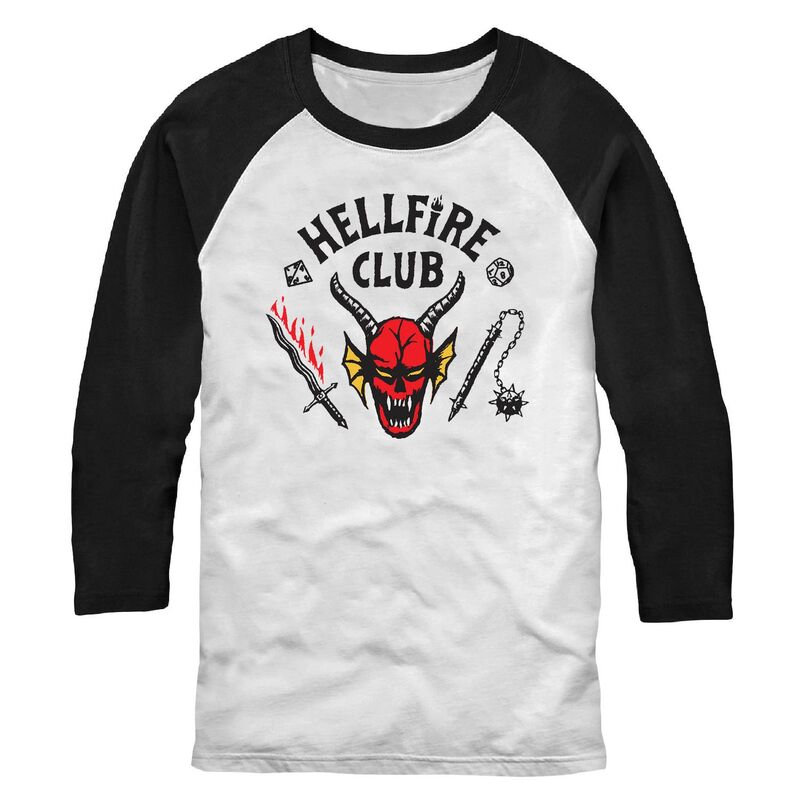 アニメ文字記号 メンズ トップス ティーシャツ LICENSED CHARACTER Men\u0027s Netflix - Stranger Things Hellfire Club Mace Andaggeraglan White Black 白いこと