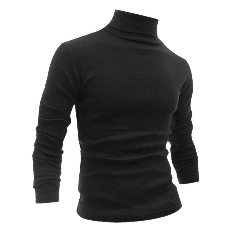 Lars Amadeus メンズ トップス Tシャツ スリムフィット タートルネック Lars Amadeus Men's Pullover Turtle Neck Long Sleevestretchy Slim Fitops Black ブラック