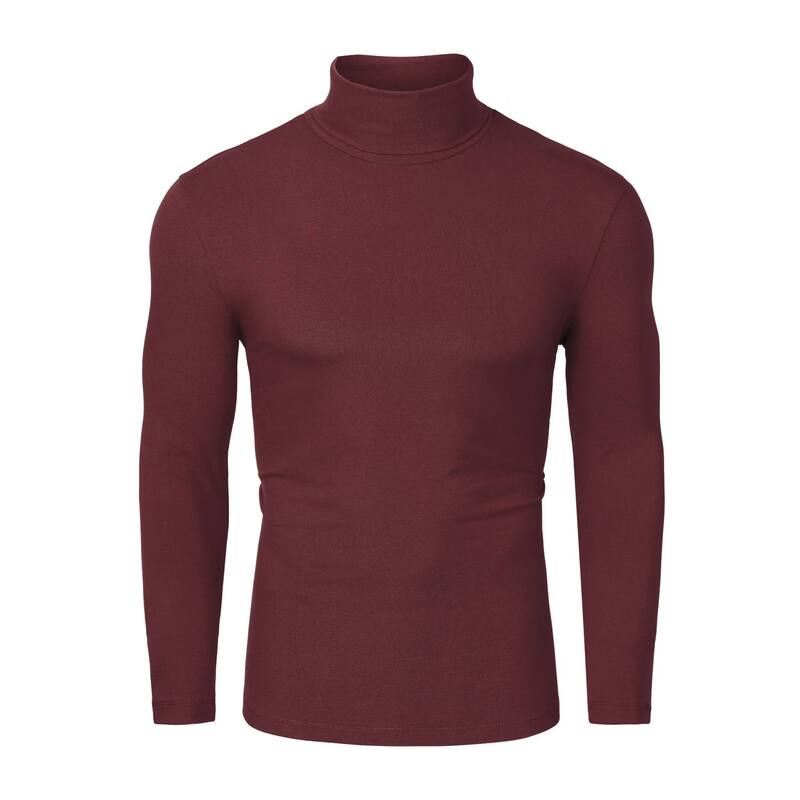 Lars Amadeus メンズ トップス Tシャツ スリムフィット タートルネック Lars Amadeus Men's Pullover Turtle Neck Long Sleevestretchy Slim Fitops Burgundy バーガンディ