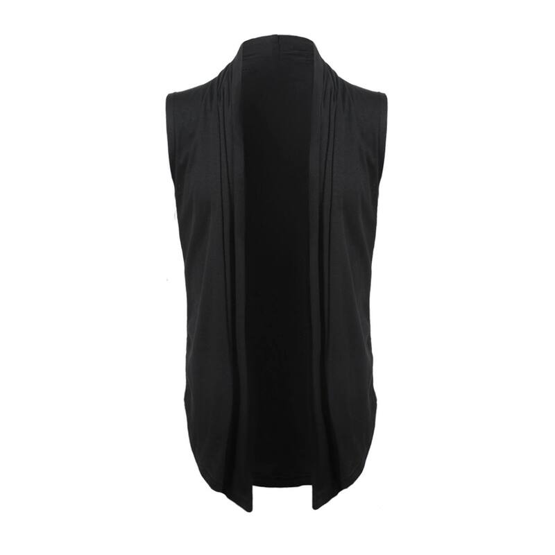 Lars Amadeus メンズ トップス Tシャツ ケープデザイン ドレープ フリル ベスト ノースリーブ カーディガン キャップ ケープ Lars Amadeus Men's Ruffle Shawl Collar Lightweight Vest Drape Cape Sleeveless Cardigan Black ブラック