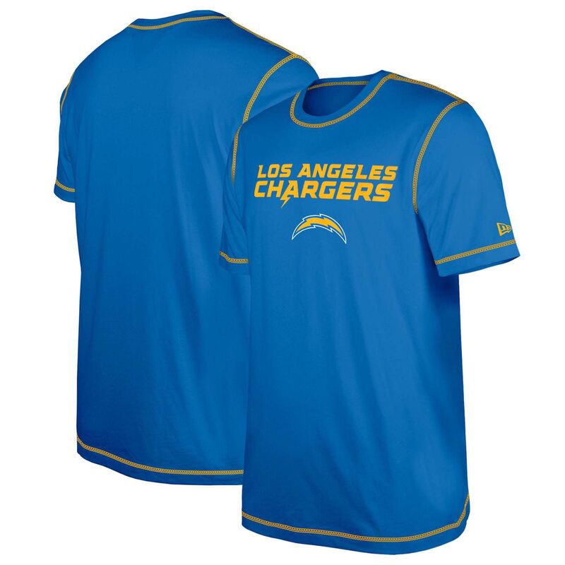 ニューエラ メンズ トップス Tシャツ プリント ダウン Men's New Era Blue Los Angeles Chargers Thirdown Puff Print-Shirt Chg Blue ブルー