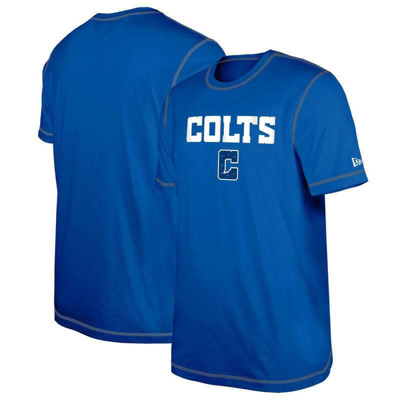 ニューエラ メンズ トップス Tシャツ プリント ダウン Men's New Era Royal Indianapolis Colts Thirdown Puff Print-Shirt Clt Blue ブルー