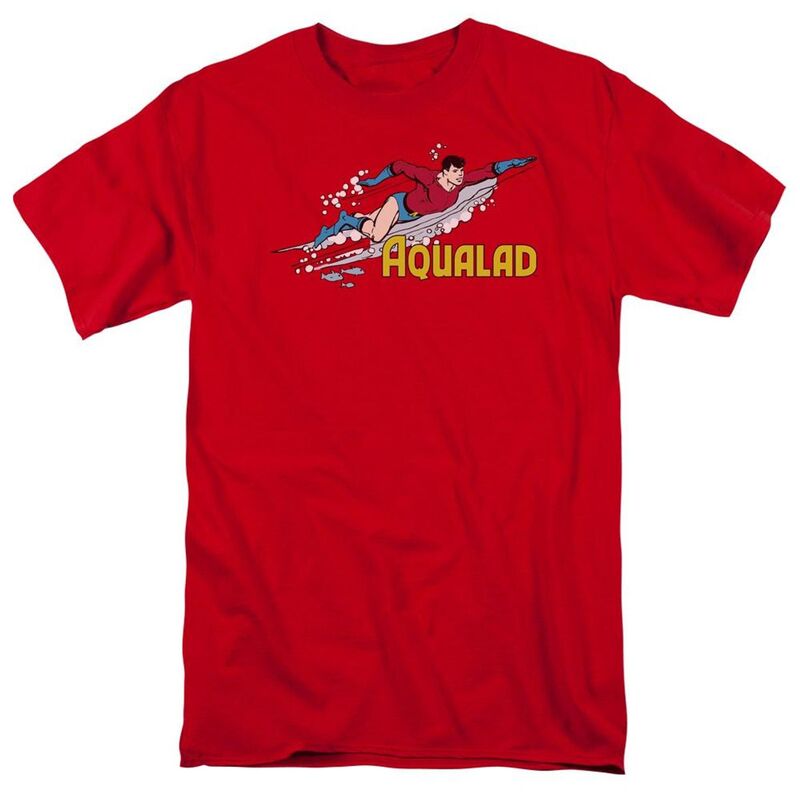 アニメキャラクター メンズ トップス Tシャツ Licensed Character Dcomics Aqualad Short Sleeve Adult-shirt Red レッド