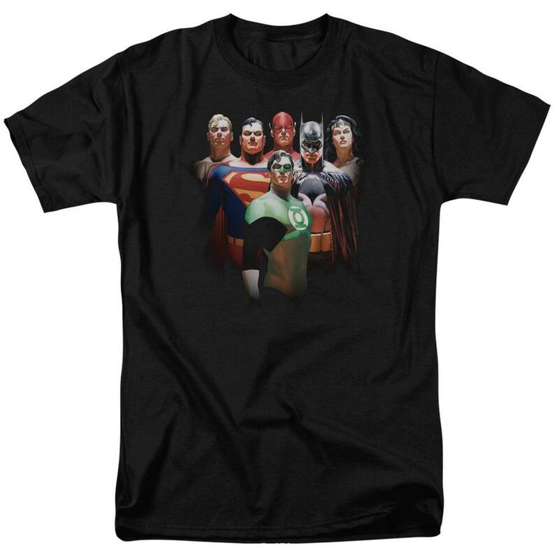 アニメ人となり メンズ トップス プルオーバー Licensed Character Justice League Of America Roll Call Short Sleeve Adult-shirt Black 黒いこと