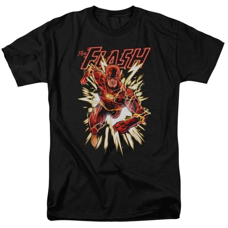 アニメキャラクター メンズ トップス Tシャツ Licensed Character Justice League Of America Flash Glow Short Sleeve Adult-shirt Black ブラック｜ReVida 店