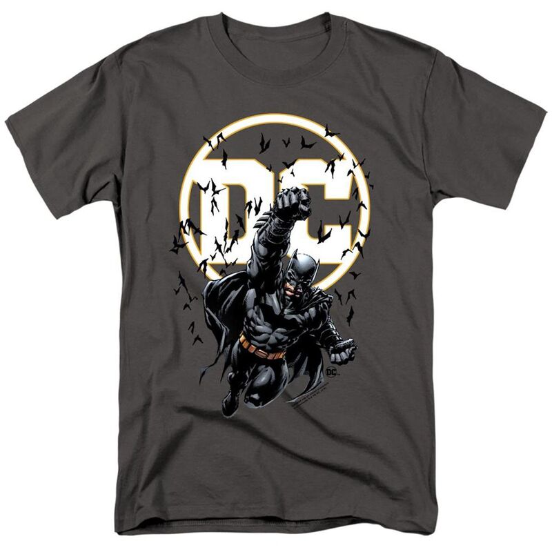アニメ人となり メンズ トップス プルオーバー Licensed Character Batman Dcomicshort Sleeve Adult-shirt Charcoal 濃灰色