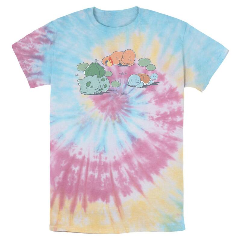 アニメキャラクター メンズ トップス Tシャツ グラフィック Licensed Character Men Pokemon Sleeping Time Tie Dye Graphic Tee Blue Pink Light Yellow ブルー