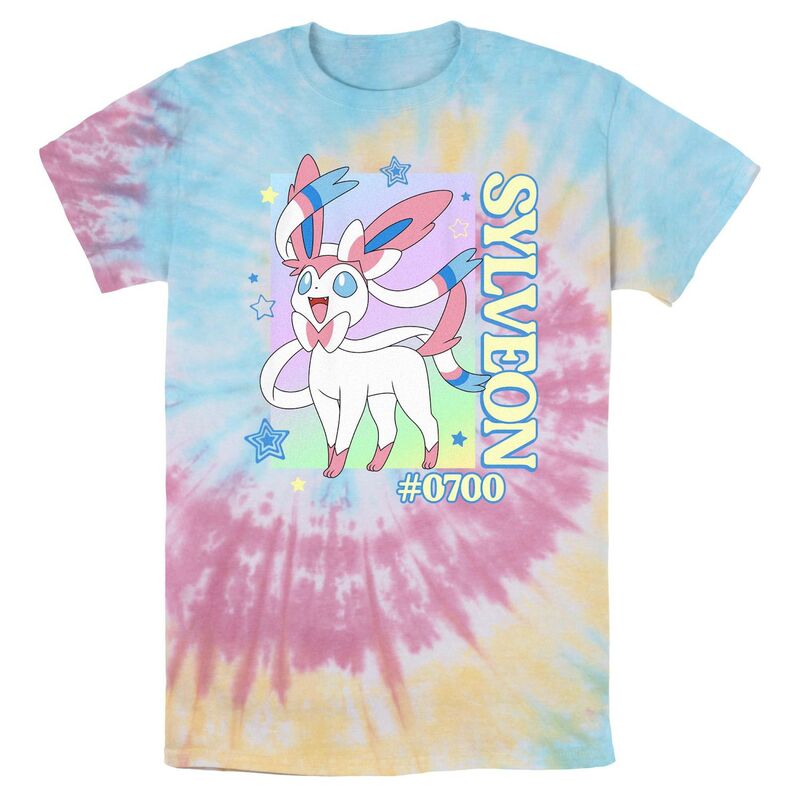 アニメキャラクター メンズ トップス Tシャツ グラフィック Licensed Character Men Pokemon Sylveon Poster Tie Dye Graphic Tee Blue Pink Light Yellow ブルー