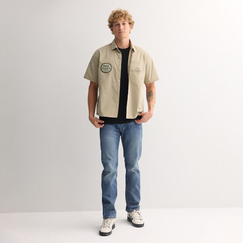 アニメキャラクター メンズ トップス Tシャツ Licensed Character Men's Delivery Striped Work Shirt Sand サンド