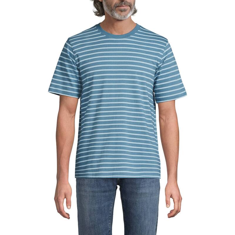 ランズエンド メンズ トップス Tシャツ トール Big & Tallands' End Super-Tee Peacock Blue Stripe ブルー 8,235円