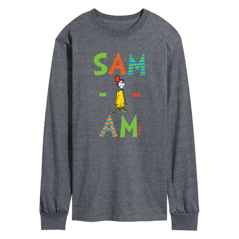 アニメ人となり メンズ トップス ティーシャツ 長袖 Licensed Character Men\u0027s Dr. Seussam I アメリシウム Long-Sleeve Tee Gray 薄墨色 メンズファッション-Tシャツ・カットソー