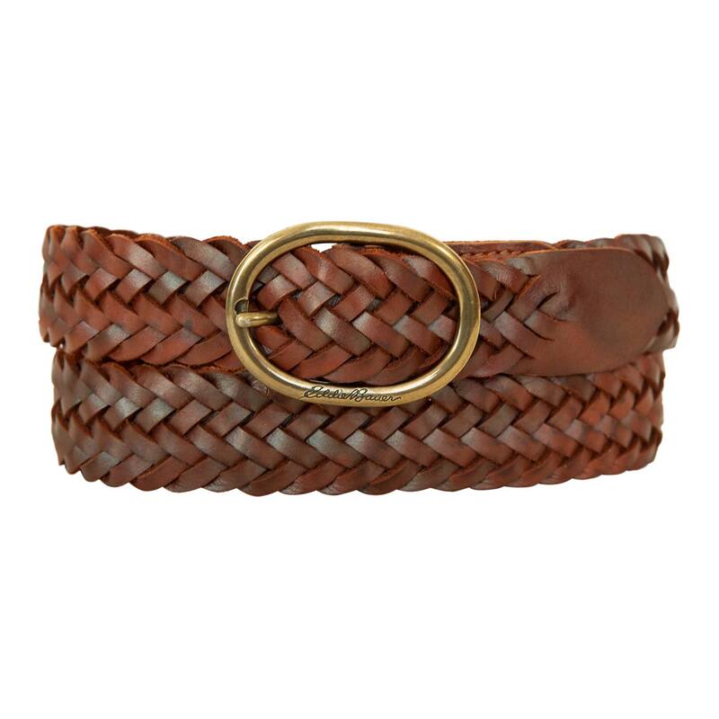 エディー バウアー レディース アクセサリー ベルト レザー Women's Eddie Bauer 1.15-in. Woven Leather Beltan タン｜ReVida 店