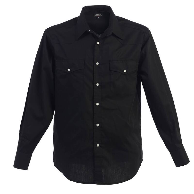 ジョベルティ メンズ トップス Tシャツ Gioberti Men'solid Long Sleeve Western Shirt With Pearl Snap-on Buttons Black ブラック