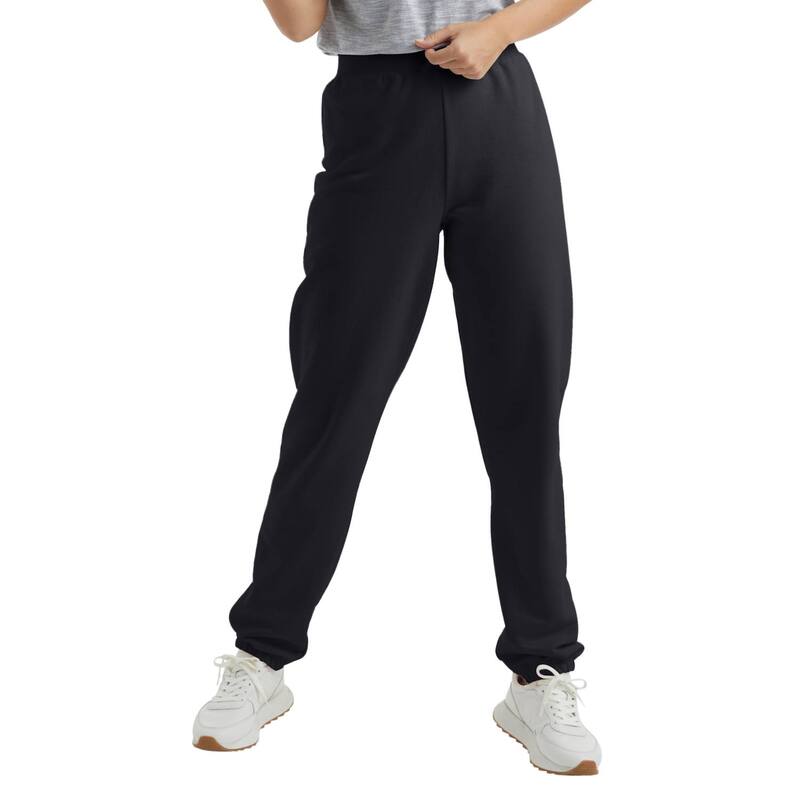 ヘインズ レディース ボトムス カジュアルパンツ スウェットパンツ フリース Women's Hanes Cinched-Cuffleece Sweatpants Ebony