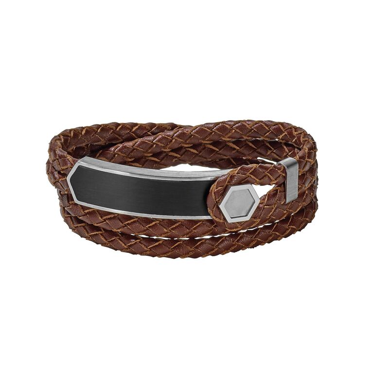 ブロバ メンズ アクセサリー ブレスレット・バングル・アンクレット レザー Bulova Men's Precisionist Braided Leather Double Wrap Bracelet Brown ブラウン 40,820円