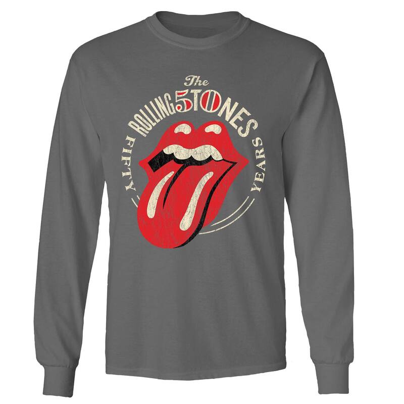 アニメキャラクター メンズ トップス Tシャツ ロゴ Licensed Character Men's Rolling Stones 50th Logo Long Sleeve Charcoal チャコール