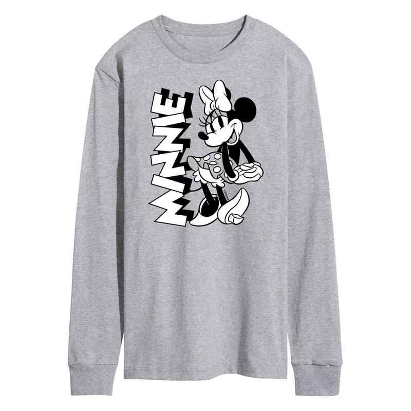 ウォルトディズニー メンズ トップス プルオーバー グラフィック Disney\u0027s Minnie Mouse Men\u0027s Long Sleeve Graphic Tee Gray 薄墨色